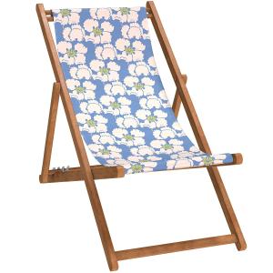Silla plegable de haya con estampado flores azul