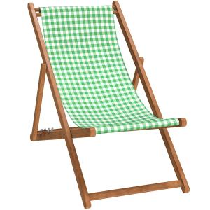 Silla plegable de haya con estampado vichy verde