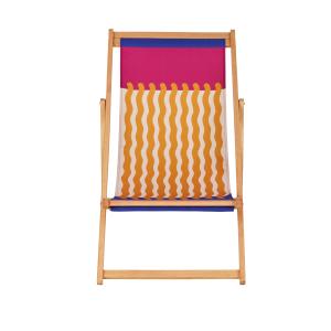 Silla plegable de madera de eucalipto y tela multicolor