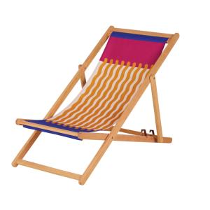 Silla plegable de madera de eucalipto y tela multicolor