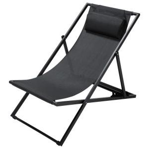 Silla plegable de metal y tela plastificada gris antracita