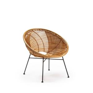 Sillon 72x78x80 mimbre natural,metal negro