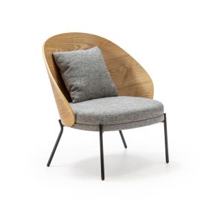 Sillon 77x72x84 tela gris,madera natural,metal negro
