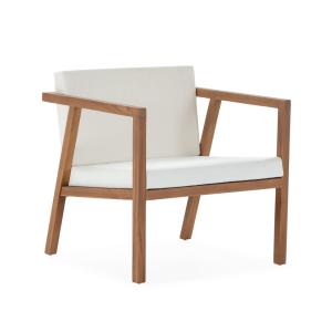 Sillon 77x75x80 tela blanco,madera teca