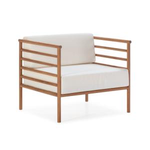 Sillon 78x72x68 madera teca,tela blanco