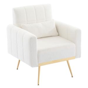Sillón auxiliar de terciopelo teddy, color blanco