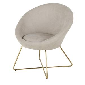 Sillón beige con patas de acero dorado