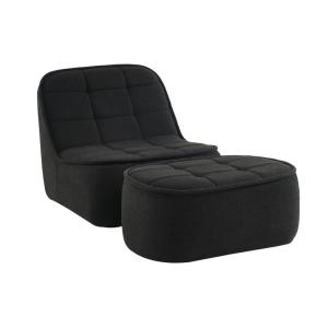Sillón borreguito con  reposapiés, negro
