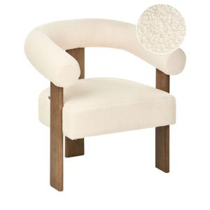 Sillón  Bouclé Blanco crema Marrón oscuro