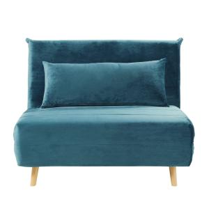 Sillón cama de 1 plaza de terciopelo azul petróleo