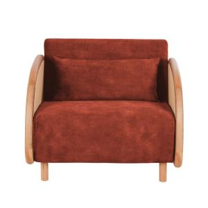 Sillón cama de 1 plaza de terciopelo terracota y un manifie…