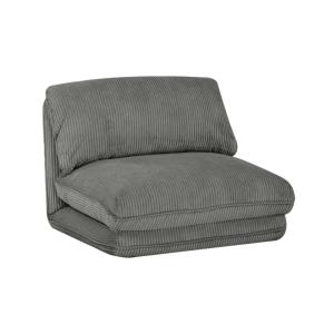 Sillón cama de pana gruesa, 1 plaza, gris