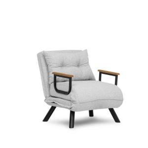 Sillón cama en tejido de rizo - gris claro