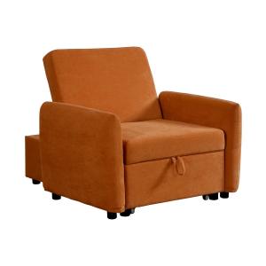 Sillón cama en tela naranja