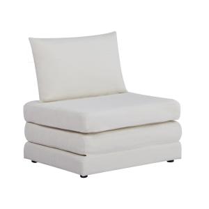 Sillón cama tejido chenilla 1 plaza, blanco roto