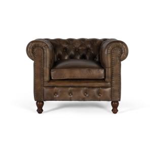 Sillón chester fabircado el piel con acabado capitoné