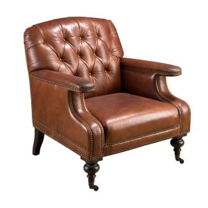 Sillón chester piel marrón coñac