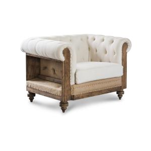 Sillon chesterfield de lino blanco