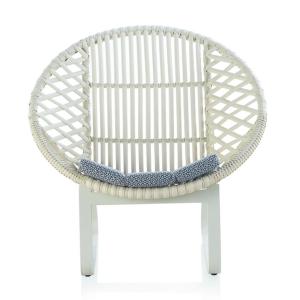 Sillón circular aluminio y fibra sintética blanco con cojín…