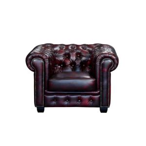 Sillón clásico piel flor granate