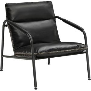 Sillón con estructura metálica y cuero sintético de color n…