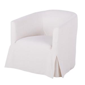 Sillón con funda de tela efecto lino color crudo