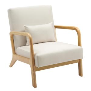 Sillón con reposabrazos en madera crema