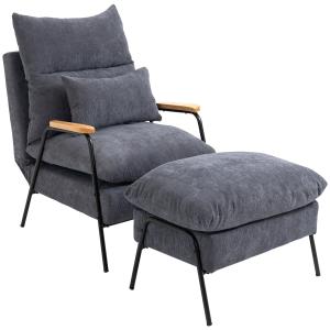 Sillón con reposapiés 68x91.5x88 cm gris