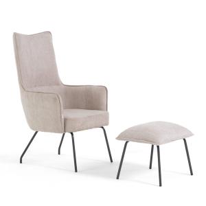 Sillón con reposapiés para lectura en tejido beige