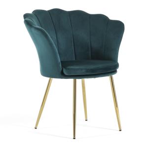 Sillón concha terciopelo aguamarina patas oro