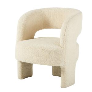 Sillón de 3 patas de tela rizada blanco