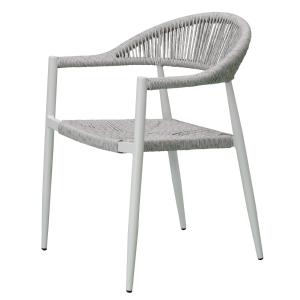 Sillón de aluminio blanco y cuerda trenzada blanca