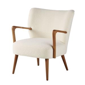 Sillón de borreguito blanco y abedul macizo