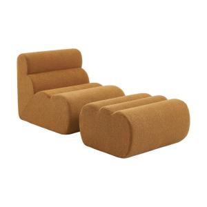 Sillón de borreguito texturizada con reposapiés, mostaza