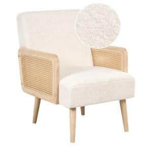 Sillón de bouclé blanco crema