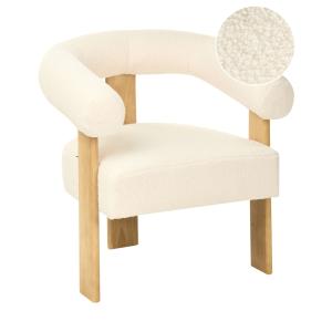Sillón de bouclé blanco crema y marrón claro
