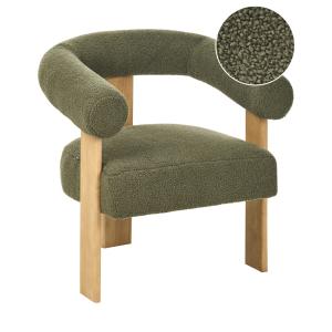 Sillón de bouclé verde y marrón claro