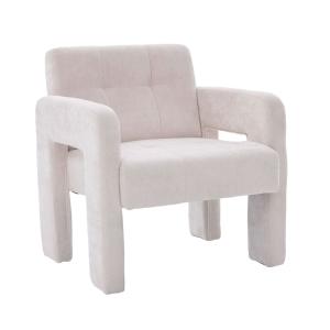 Sillón de chenilla beige de estilo nórdico minimalista