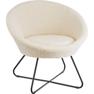 Sillón de cóctel redondo, tejido bouclé, 83 x 73 x 82 cm, b…