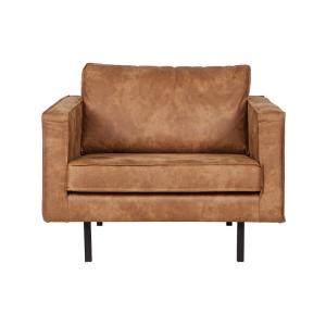 Sillón de cuero reciclado marrón coñac