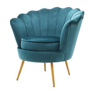 Sillón de diseño abanico con tapizado de terciopelo azul cl…