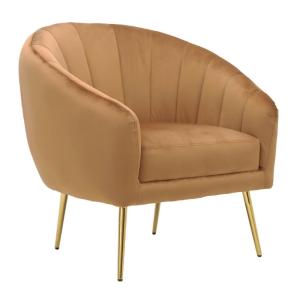Sillón de diseño en terciopelo color avellana y patas dorad…