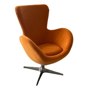 Sillón de diseño en terciopelo naranja