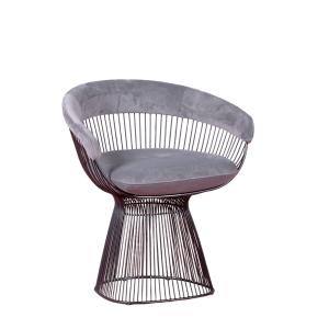 Sillón de diseño tapizado en terciopelo, gris