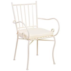 Sillón de forja con cojín 58x54x88h cm blanco