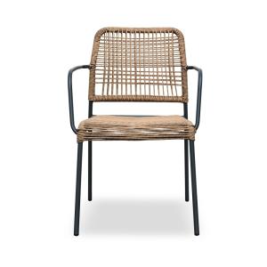 Sillón de jardín apilable de cuerda gris antracita y acero…