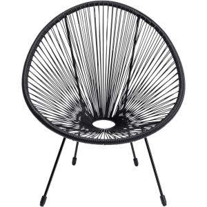 Sillón de jardín apilable negro de polietileno y acero