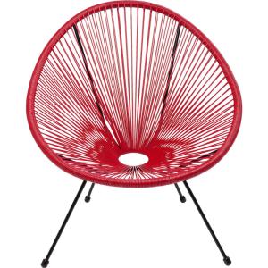 Sillón de jardín apilable rojo de polietileno y acero