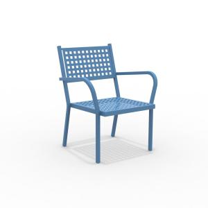 Sillón de jardín bajo de metal azul 65x63 cm 77h