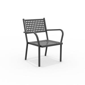 Sillón de jardín bajo de metal negro 65x63 cm 77h